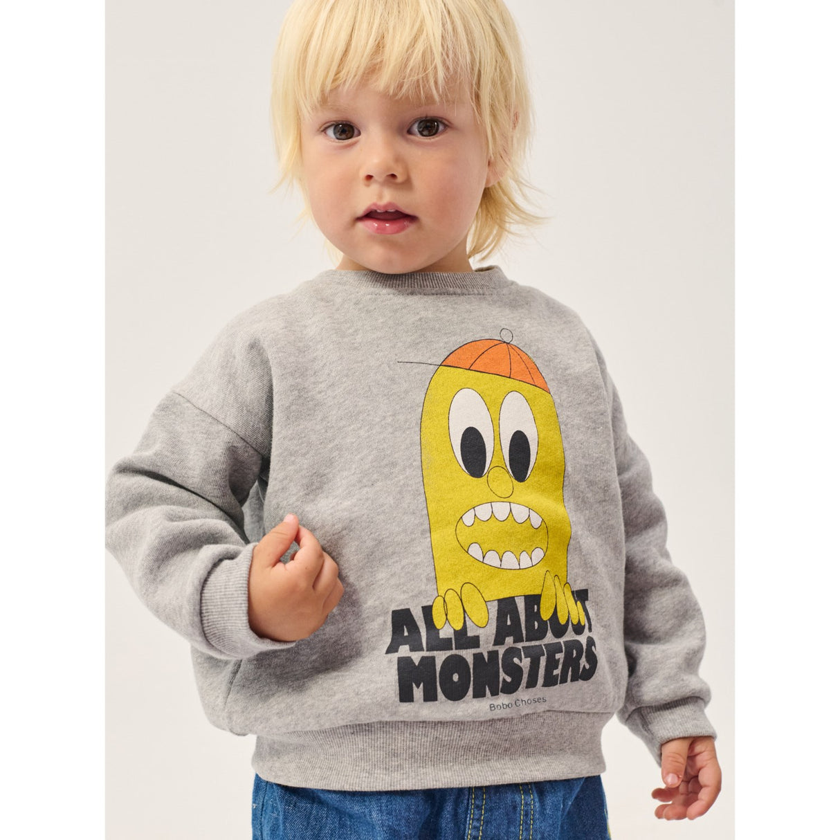 Bobo Choses Light Heather Grey Bigtooth Lemon Collegegenser