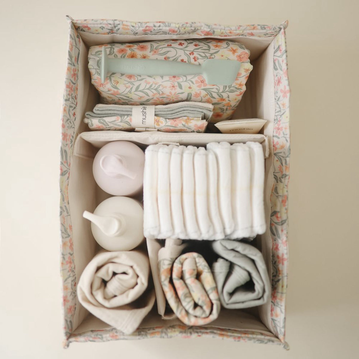 Mushie Pastel Blooms Mushie Diaper Caddy - Pastel Blooms