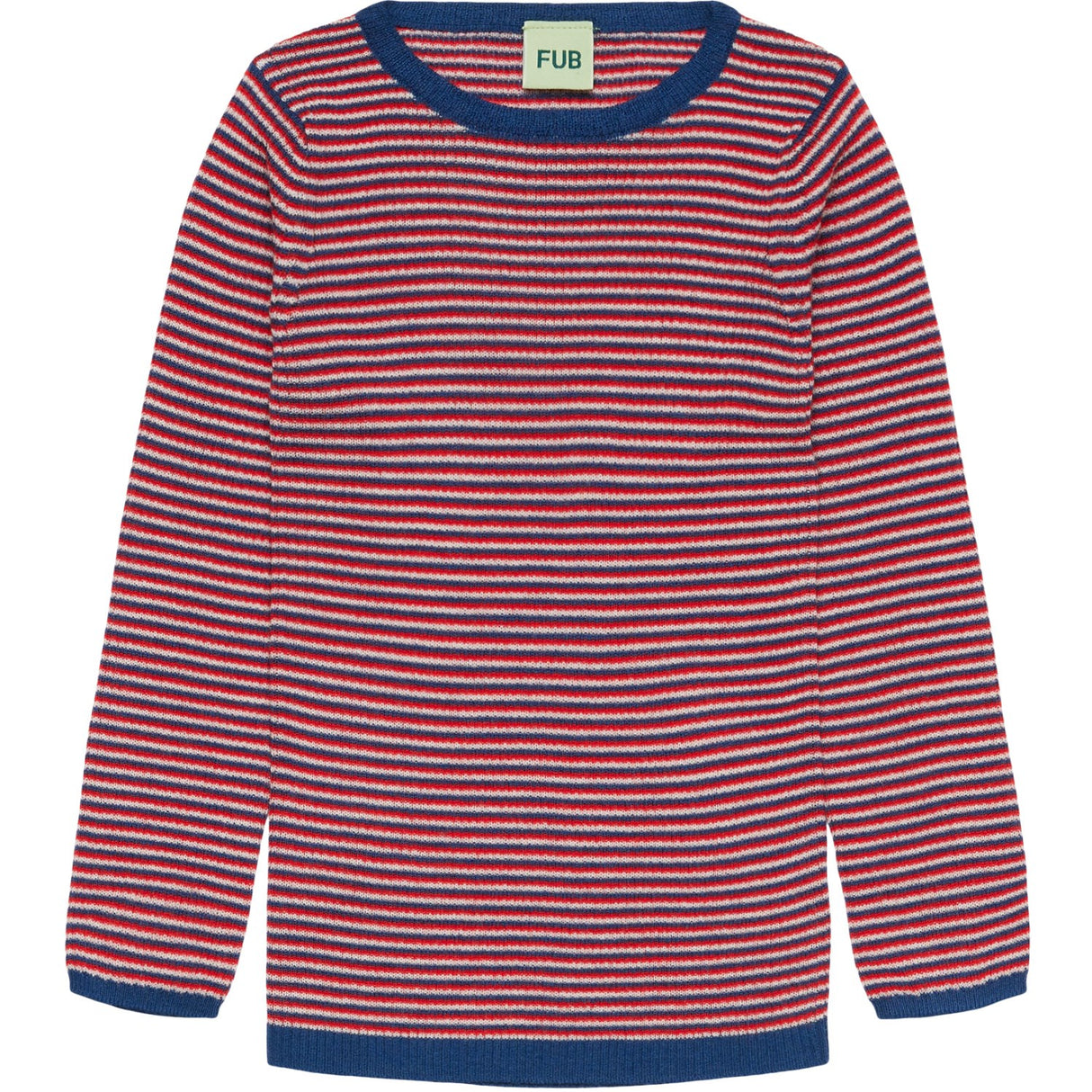 FUB Ecru/Classic Red/Deep Indigo Rib Bluse
