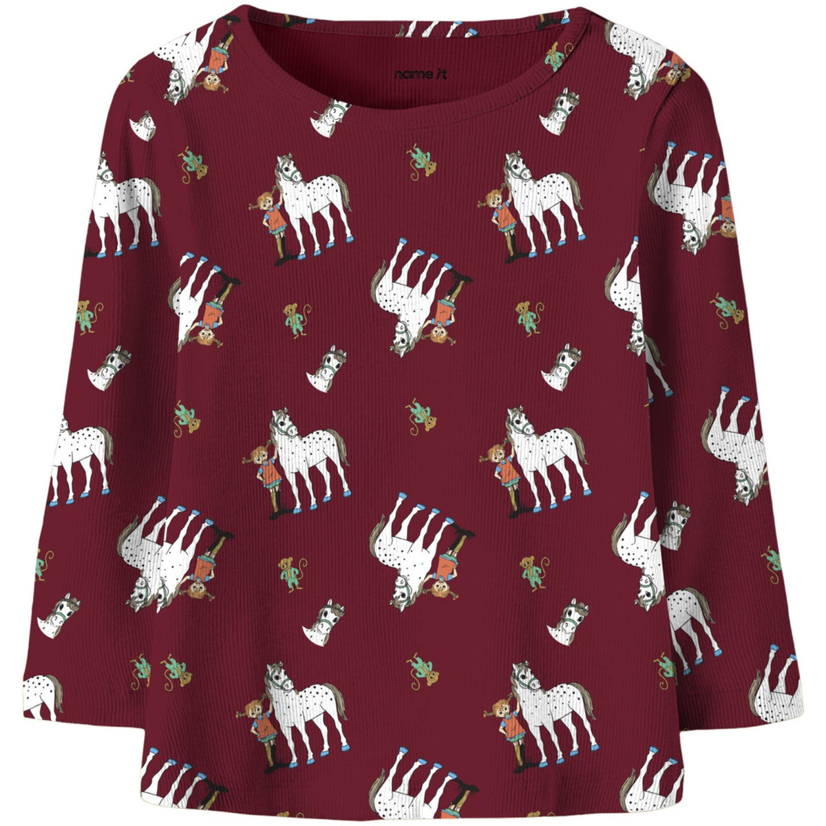 Name It Red Dahlia Nmfokka Pippi Ls Slim Topp Sky