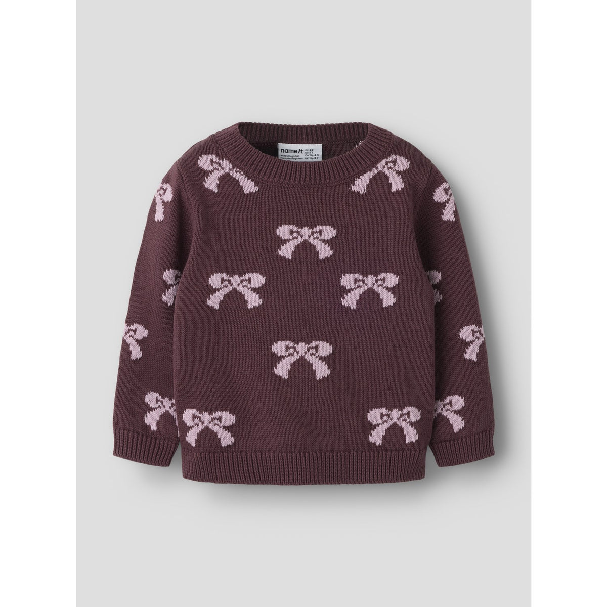 Name It Catawba Grape Mauve Shadows Bow Nmfrekka Ls Strikk