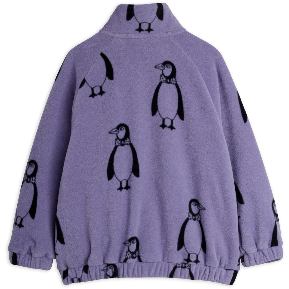 Mini Rodini Purple Penguin AOP Fleece Jakke