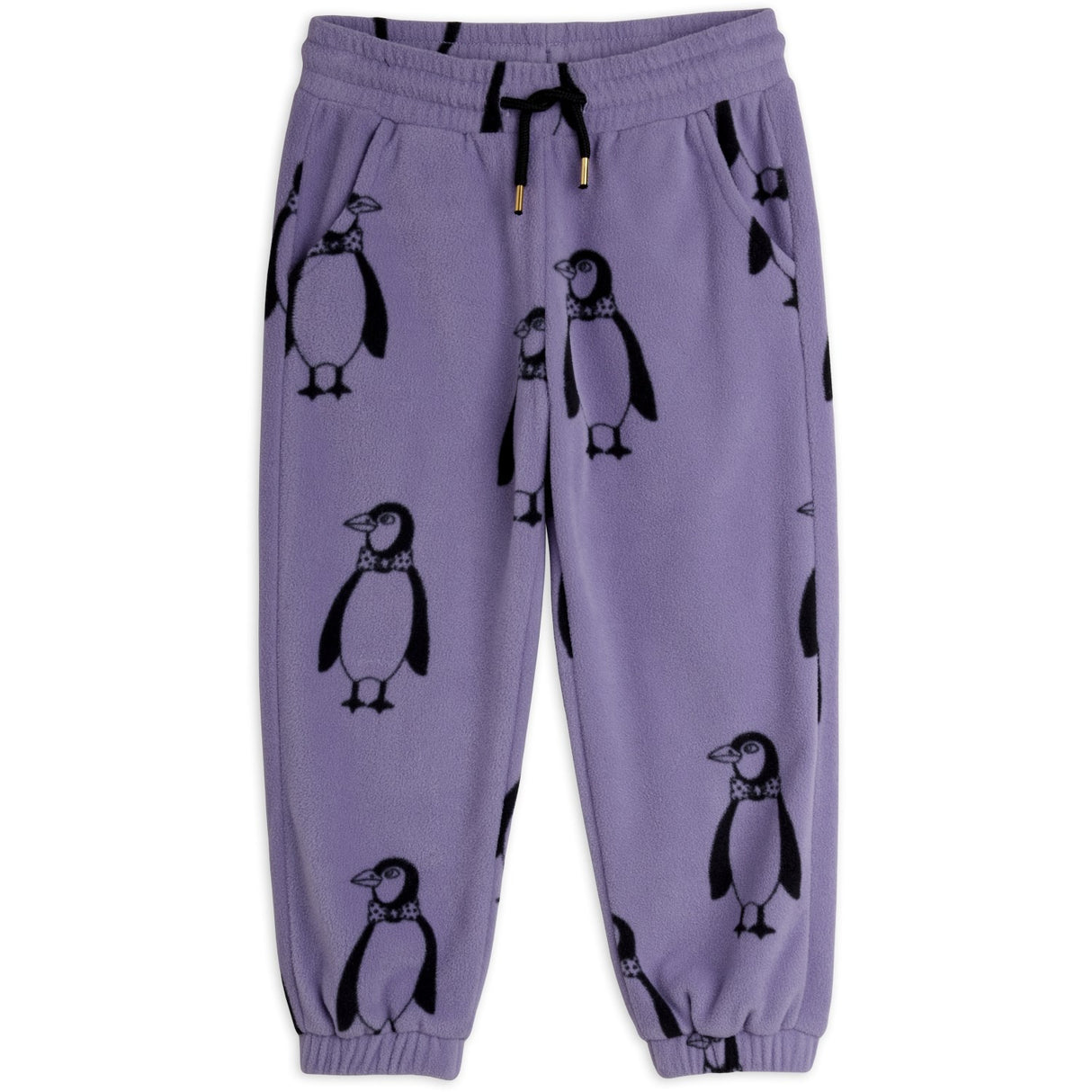 Mini Rodini Purple Penguin AOP Fleece Trousers