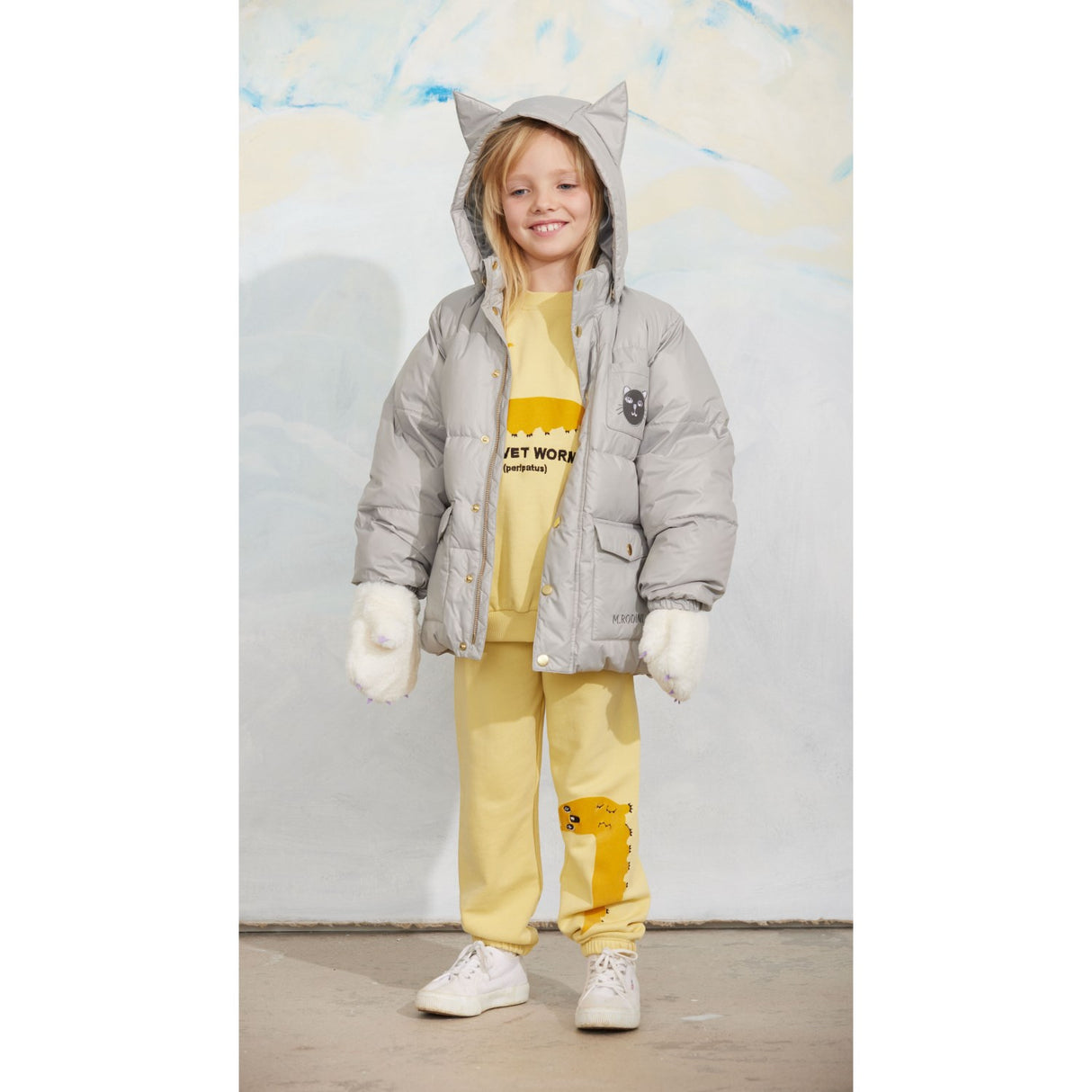 Mini Rodini Grey Kat Ears Heavy Puffer