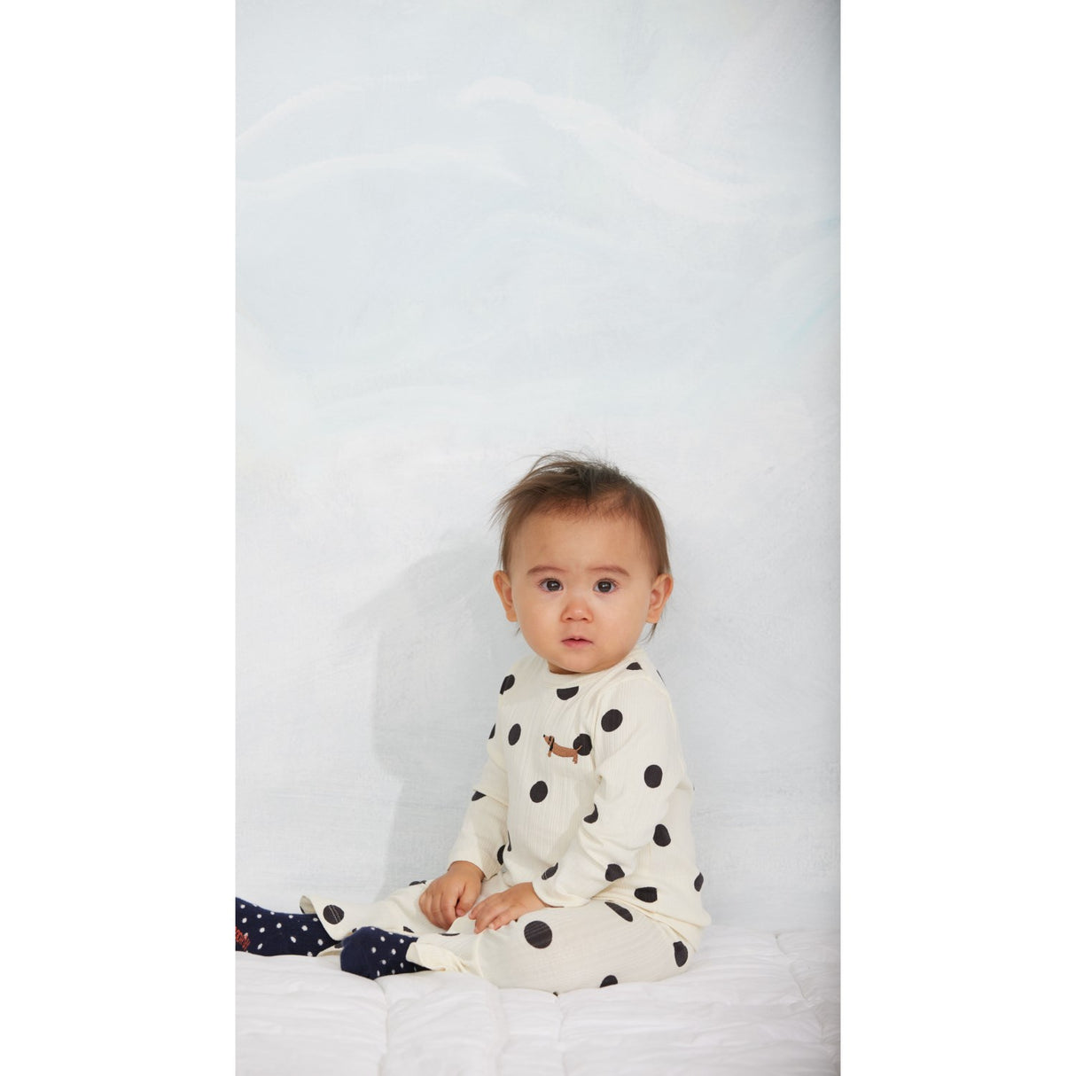 Mini Rodini Off-White Dots AOP Dog Ls Tee