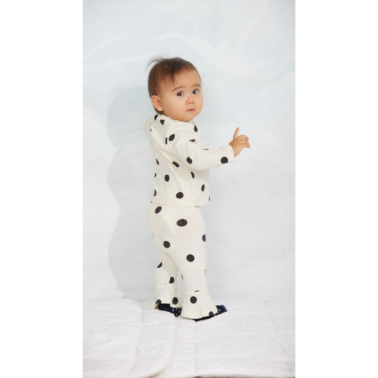 Mini Rodini Off-White Dots AOP Dog Flared Trousers