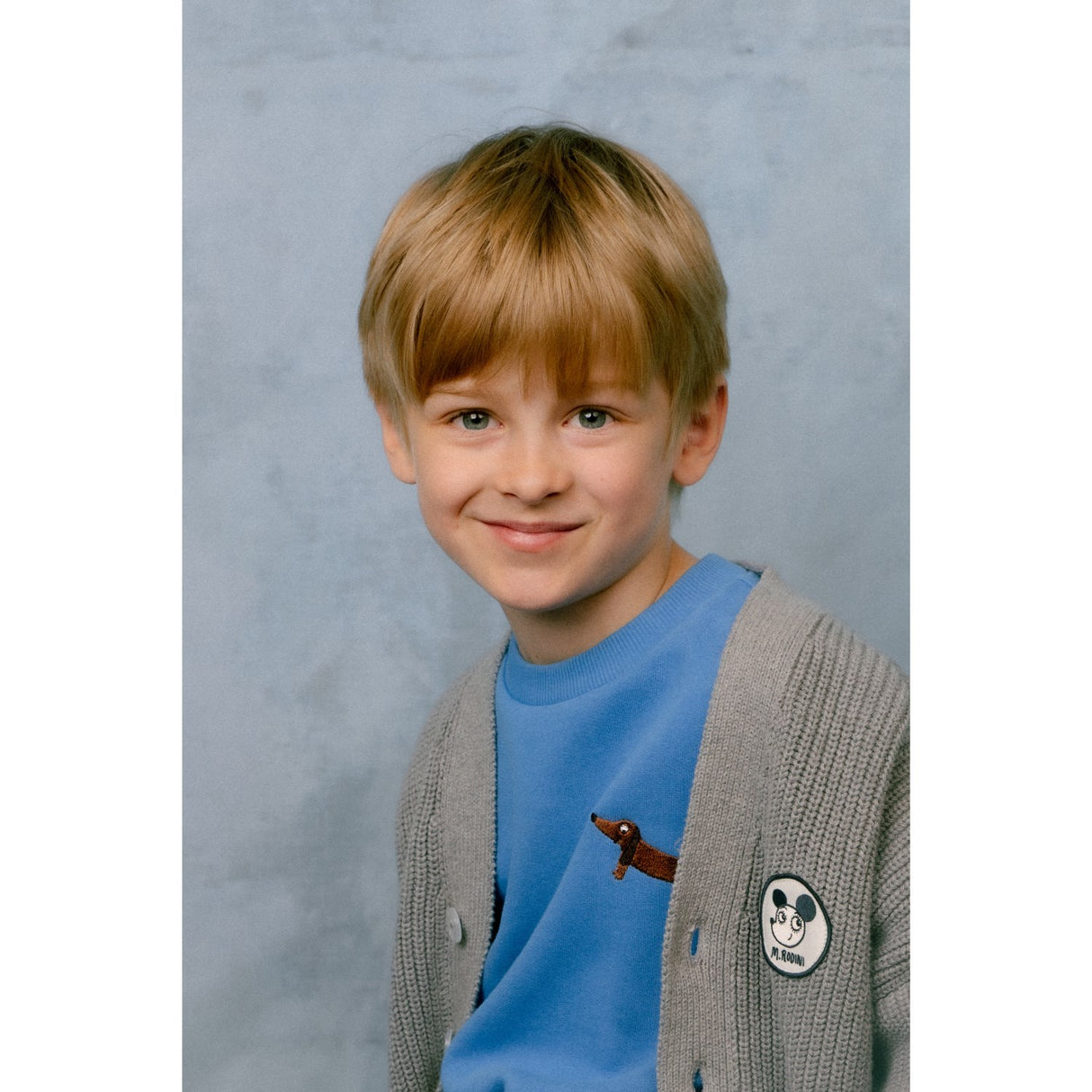 Mini Rodini Grey Melange Ritzratz Patch Strikket Cardigan