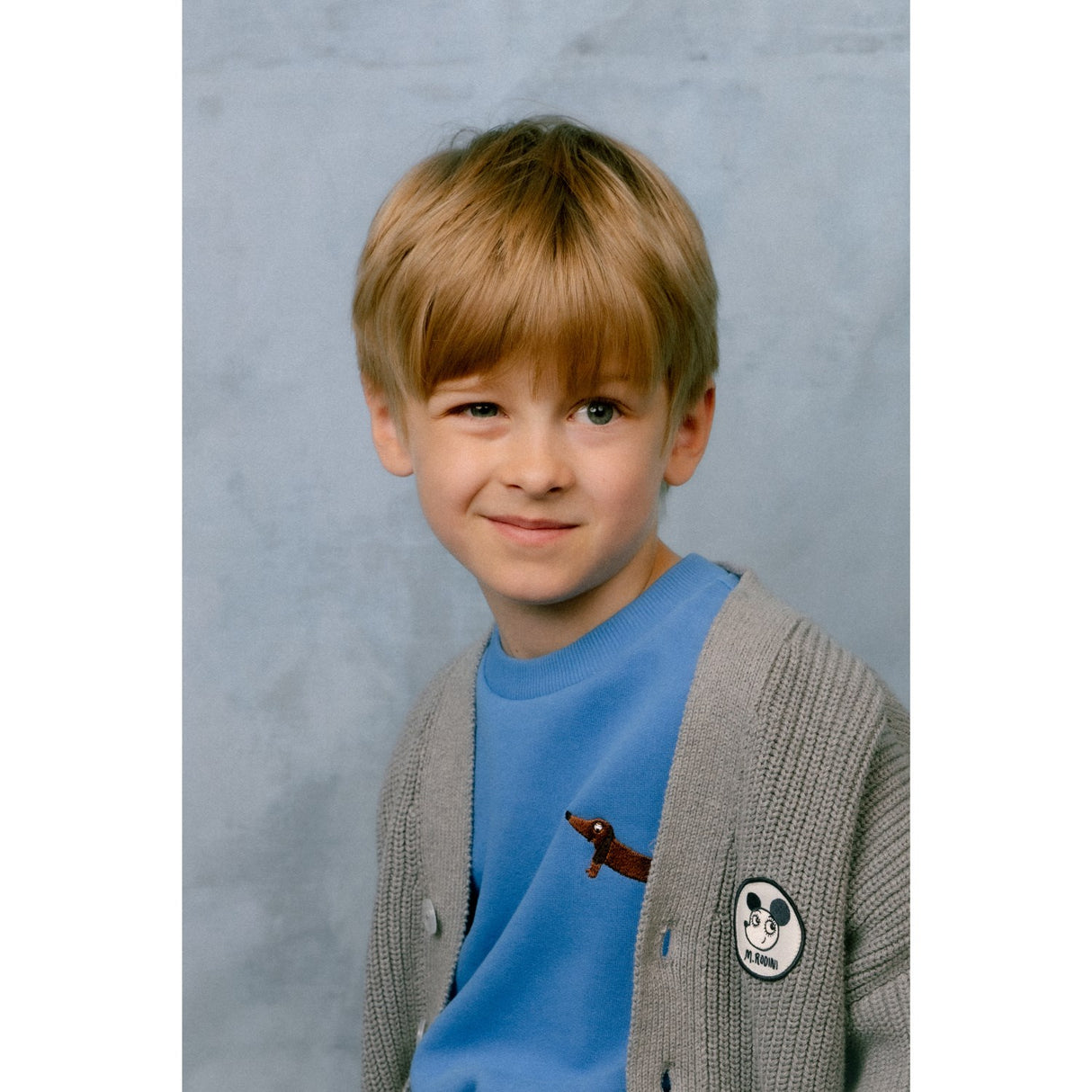Mini Rodini Grey Melange Ritzratz Patch Strikket Cardigan