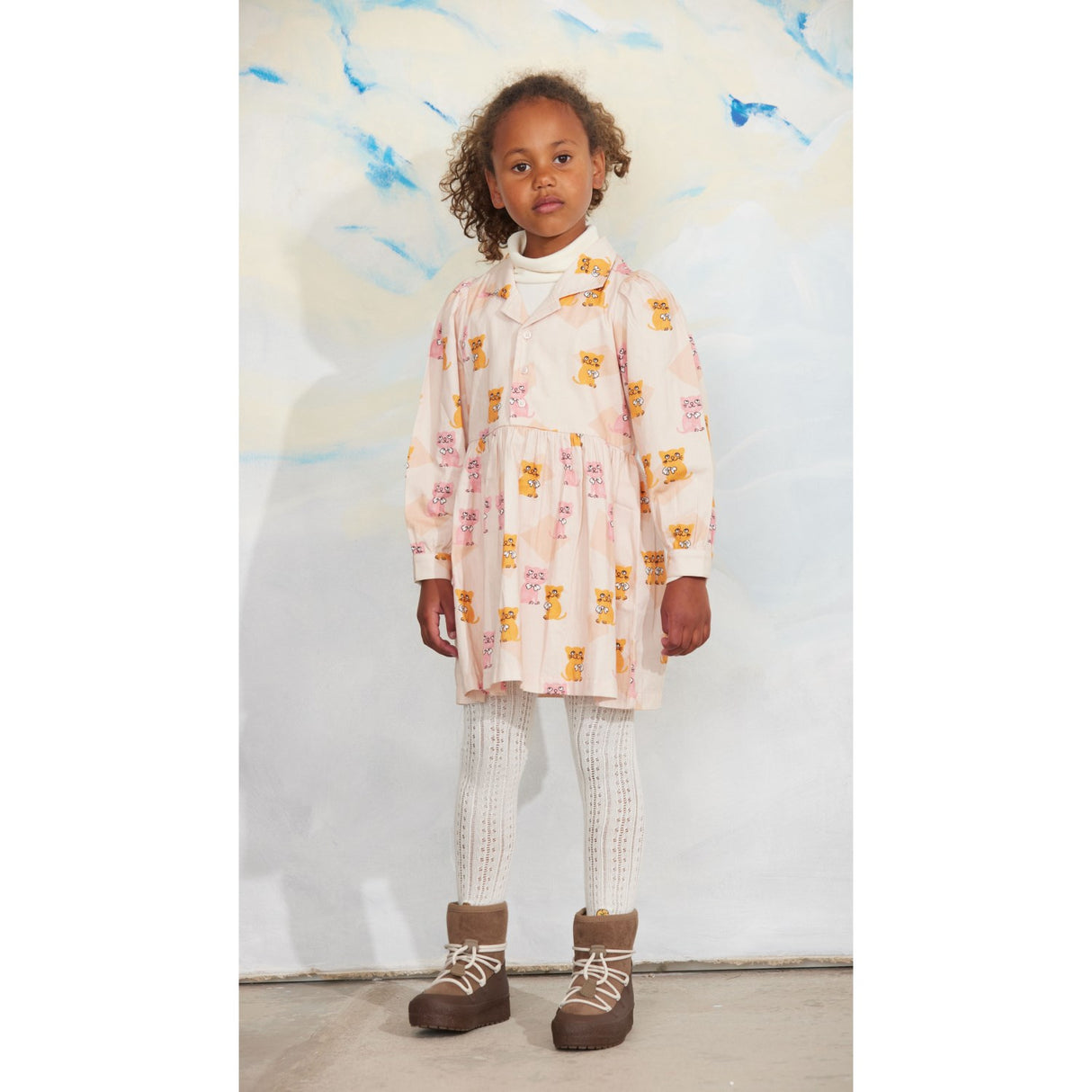 Mini Rodini Multi Kittens AOP Woven Ls Kjole