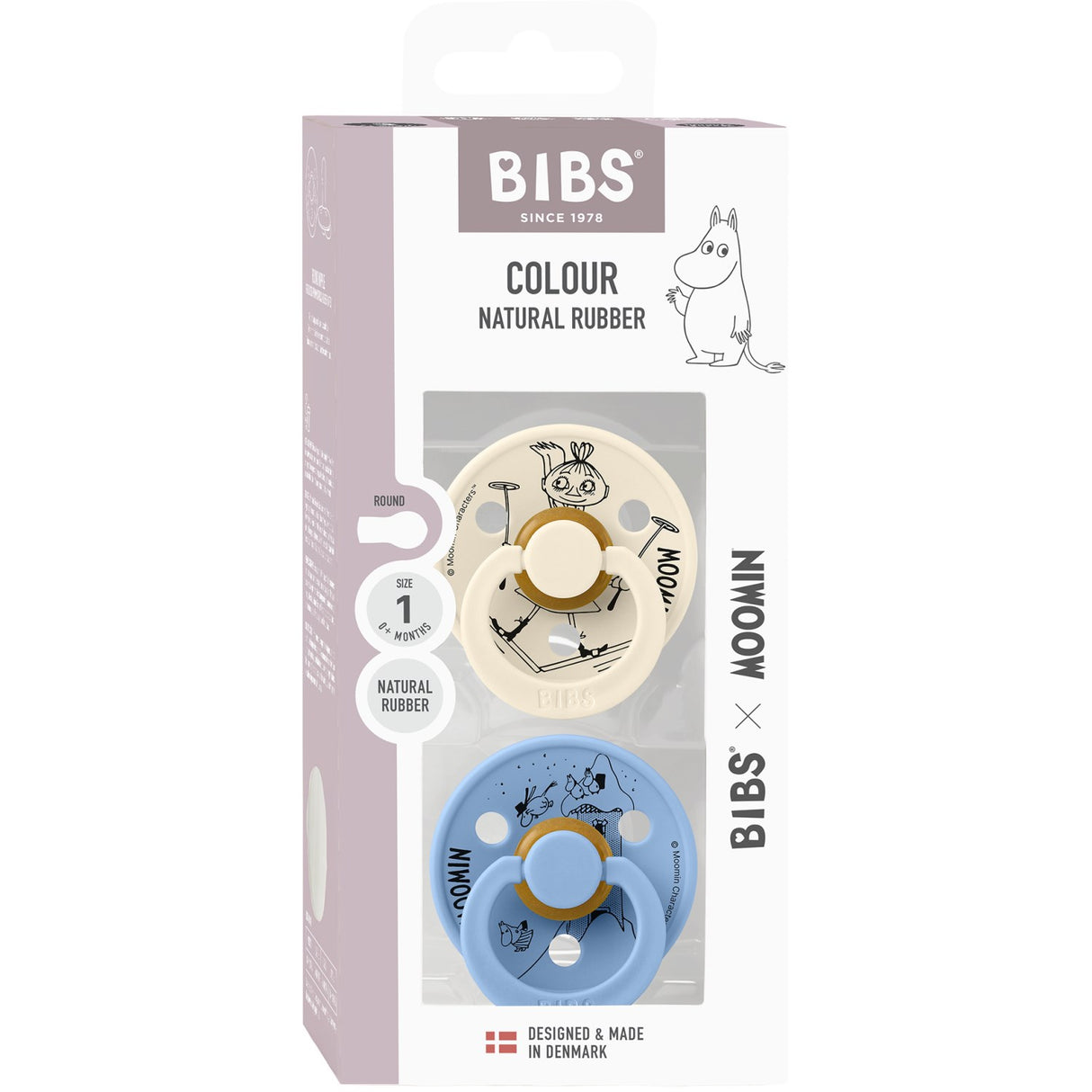 Bibs Ivory / Sky Blue X Moomins Smokk Colour Mymble 2-Pakning Latex