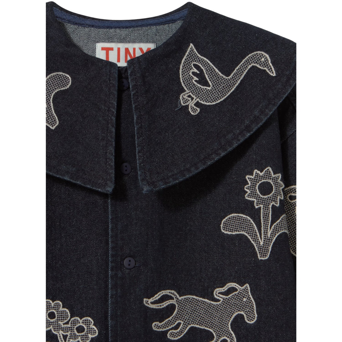 TinyCottons Denim Dark Wash 1 Horses & Flowers Denim Kjole