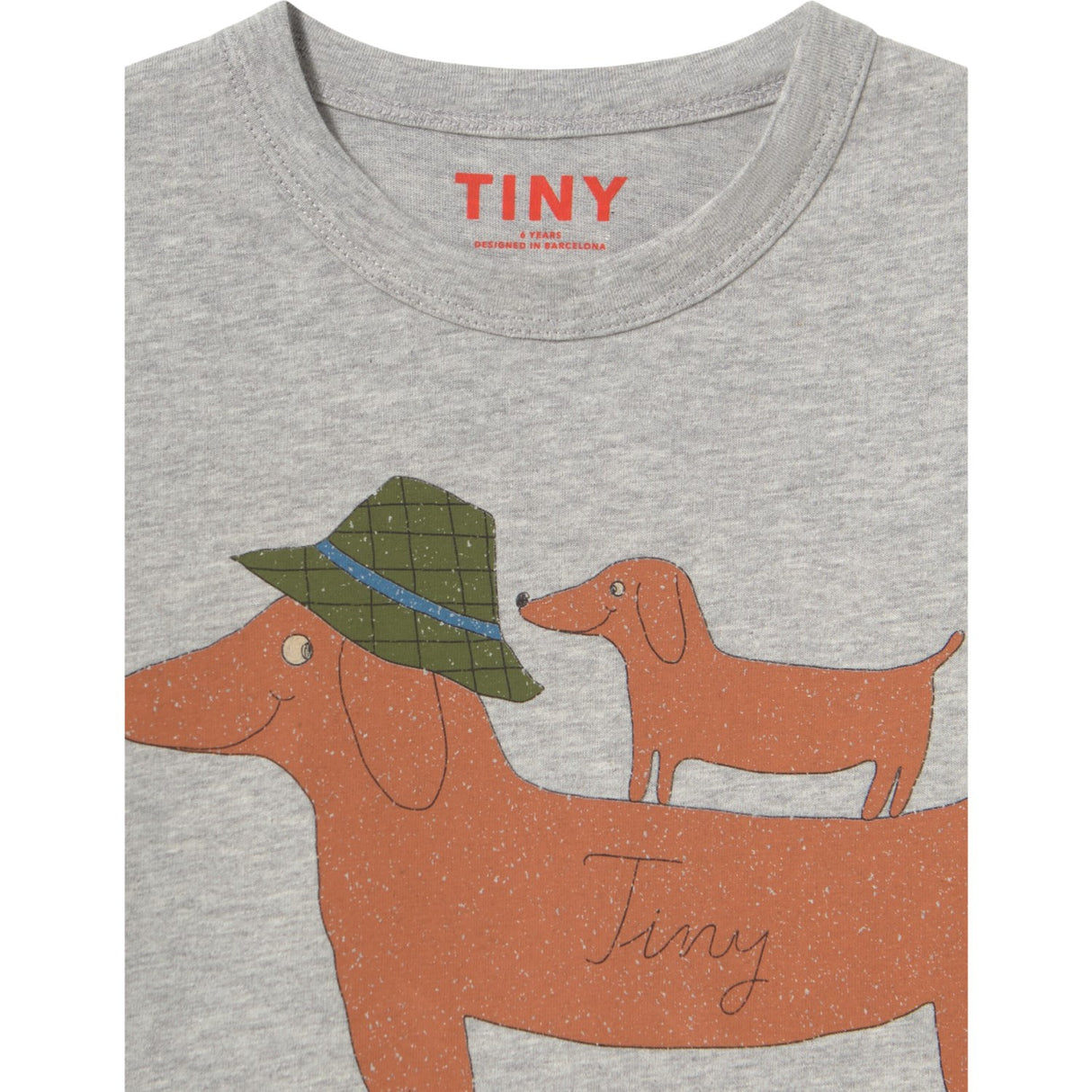 TinyCottons Medium Grey Heather Two Dogs Graphic Sleeve Tee