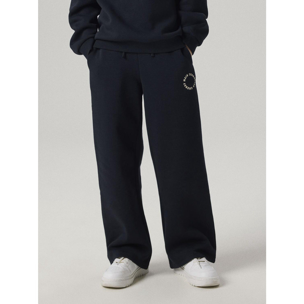 Name It Black Antique White Print Nkfria Wide Sweat Bukser Bru Noos