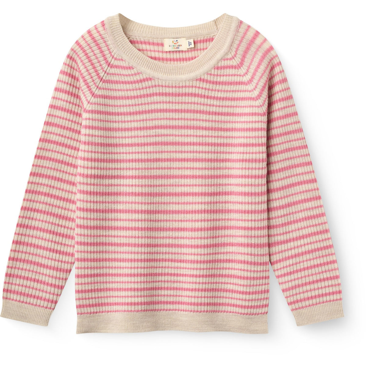 COPENHAGEN COLORS Blossom Pink Stripe Merino Classic Rib Bluse