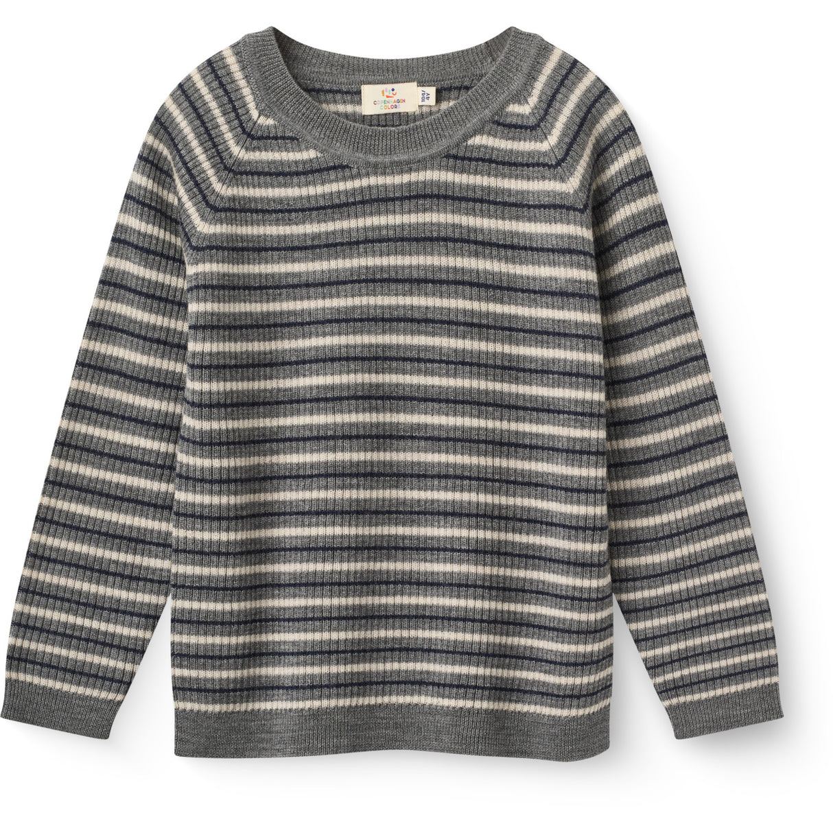 COPENHAGEN COLORS Grey Stripe Merino Classic Rib Bluse