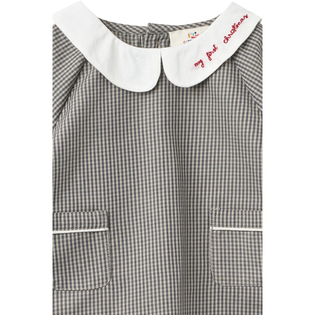 COPENHAGEN COLORS Grey Check Comb. Checkered Emb. Baby Sett M/ Bluse Og Bloomers