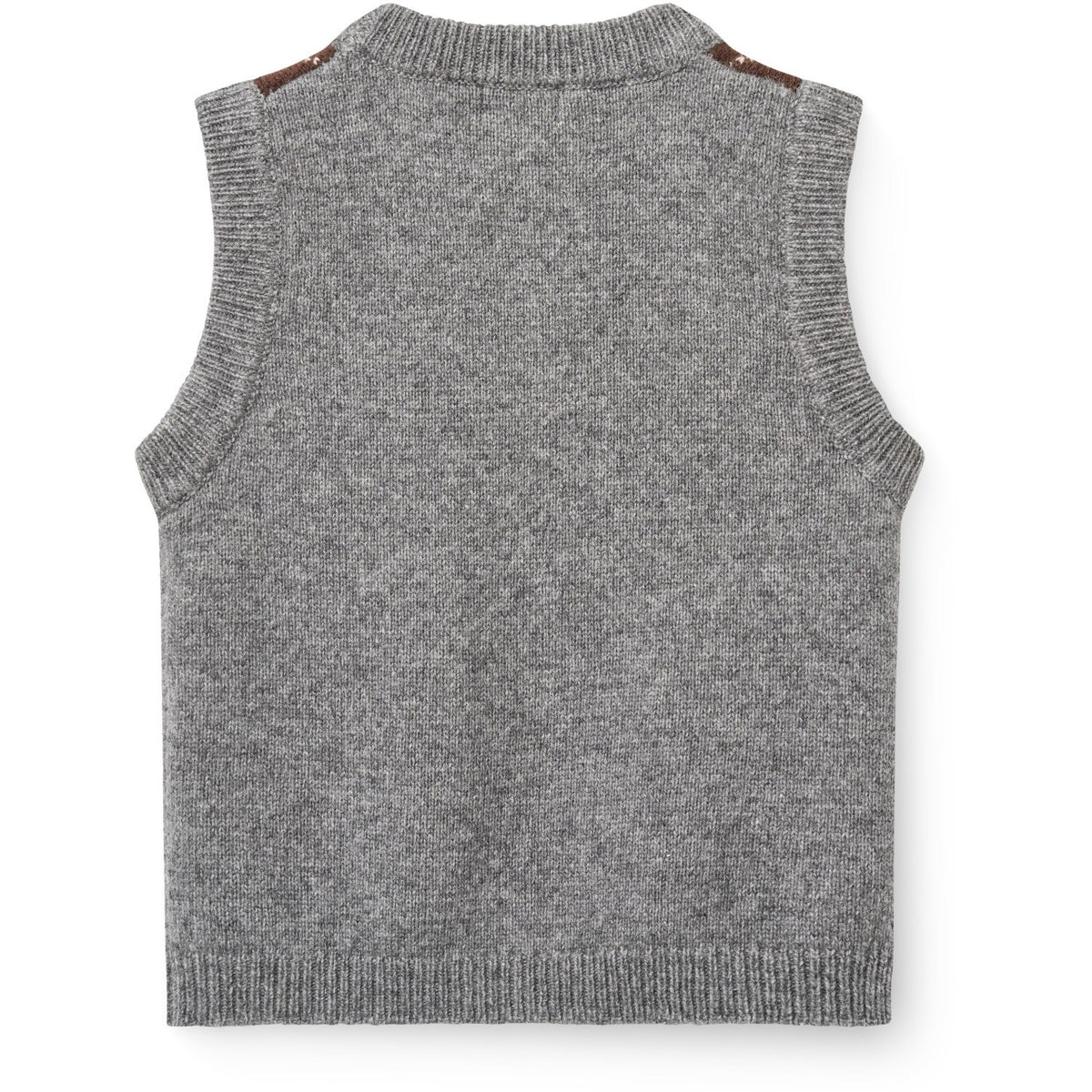 COPENHAGEN COLORS Grey Mel./Dk. Brown/Navy Comb. Argyle Strikket Vest