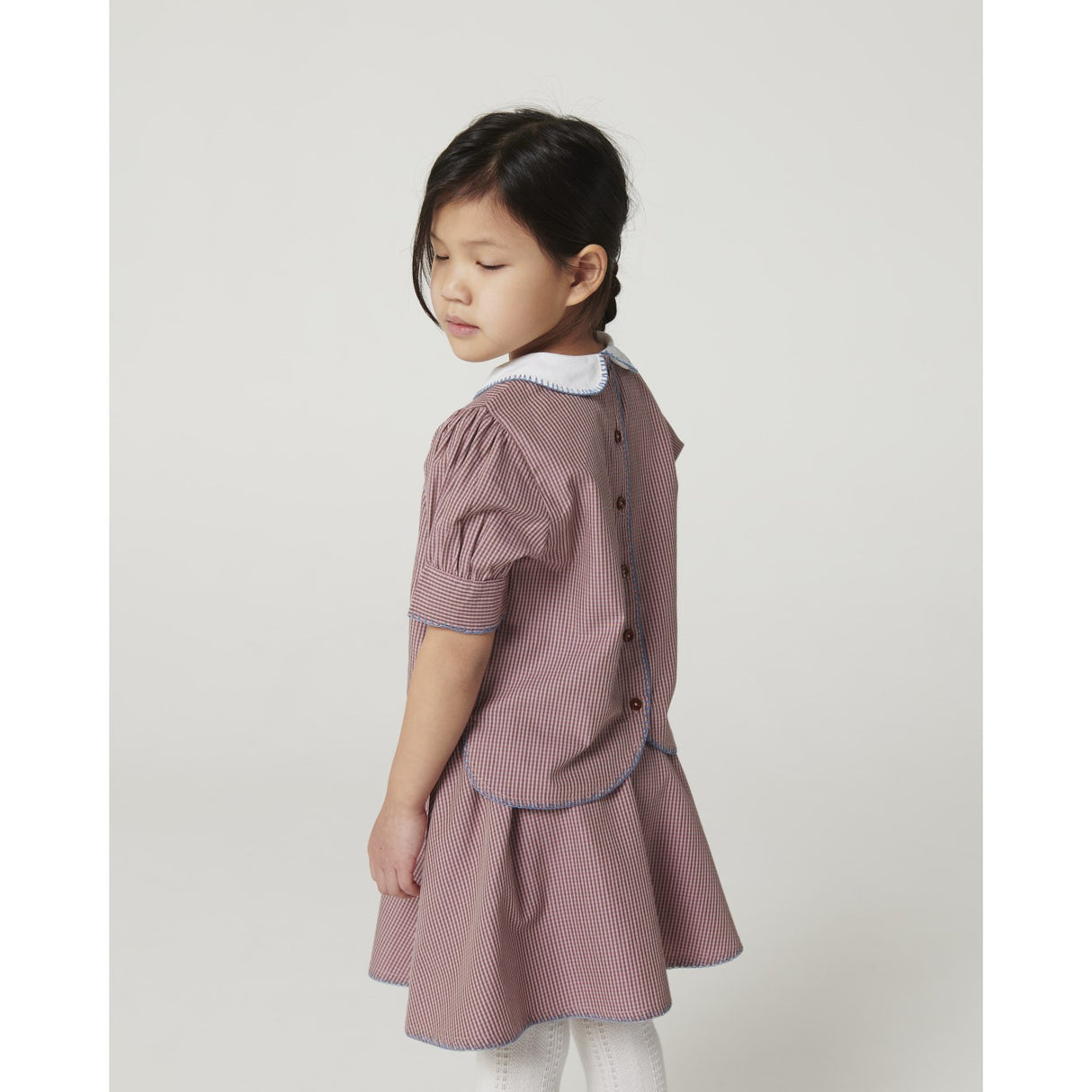 COPENHAGEN COLORS Winter Rose Check Comb. Checkered Bluse Og Skjørt Sett