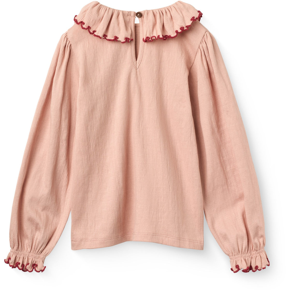 COPENHAGEN COLORS Mellow Rose Comb. Crepe Ls Topp M/ Frill Halsbånd
