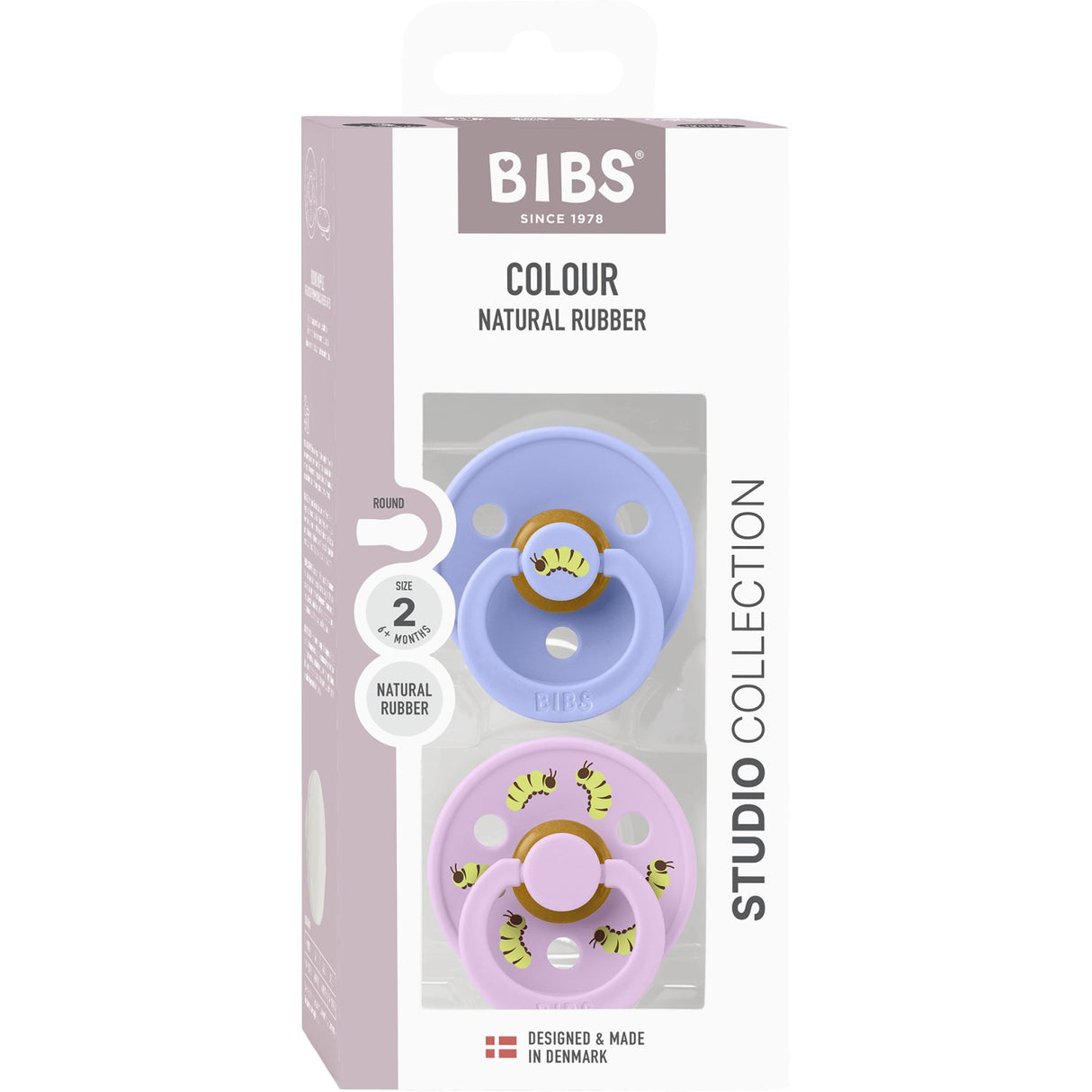 Bibs Hush / Violet Sky Studio Colour Smokk Caterpillar Mix 2 Pack Latex Round