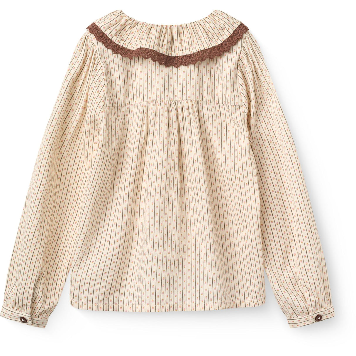 COPENHAGEN COLORS Sand Flower Print Aop Skjorte M/ Frill & Lace Piping