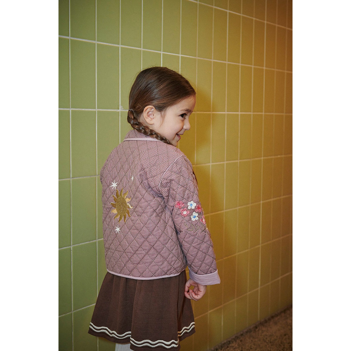 COPENHAGEN COLORS Winter Rose Check Comb. Checkered Vattert Jakke M/ Embroidery