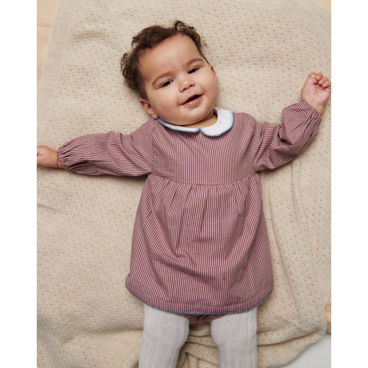 COPENHAGEN COLORS Winter Rose Check Comb. Checkered Romper Kjole M/ Halsbånd