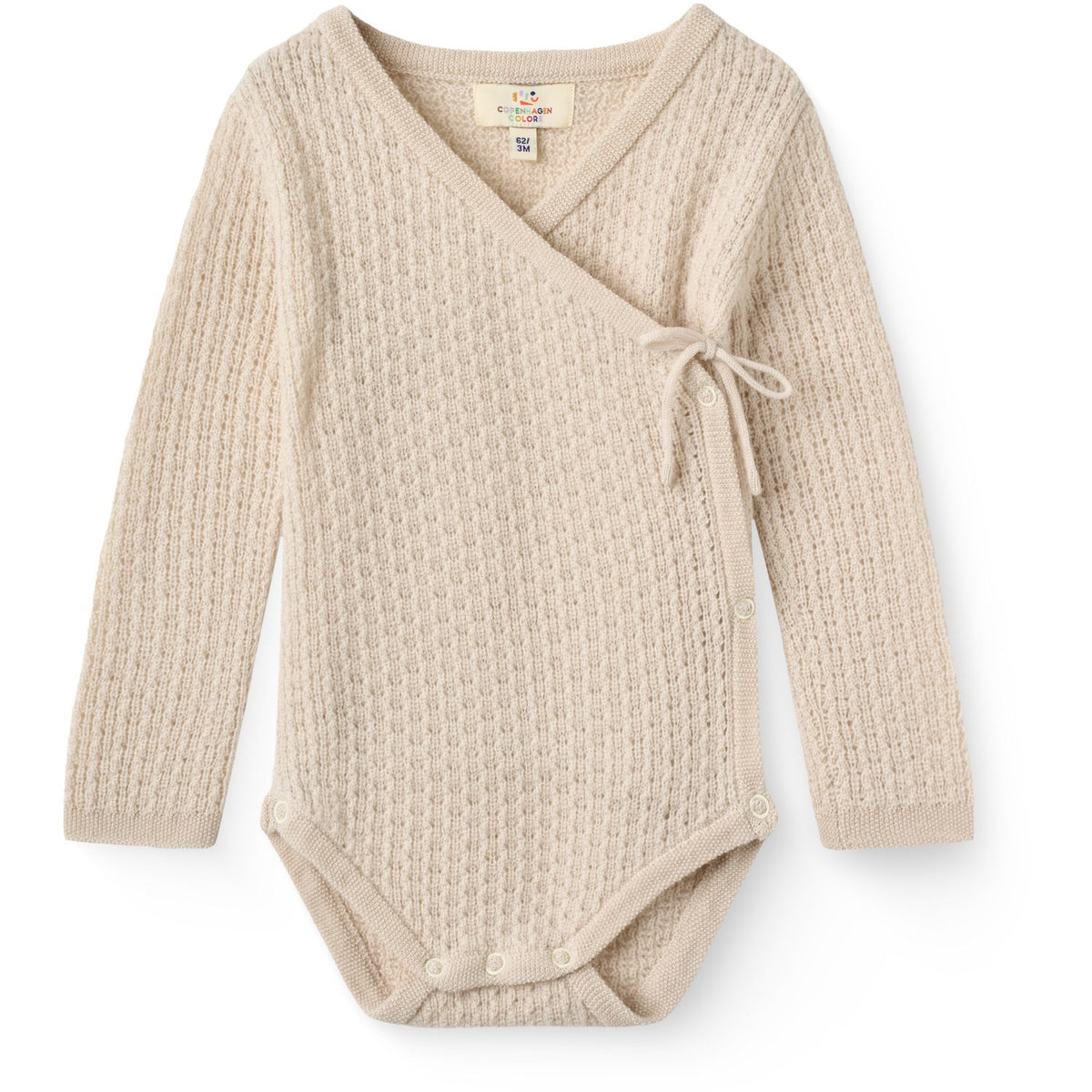 COPENHAGEN COLORS Pale Cream Melange Strikket Pointelle Baby Cross-Over