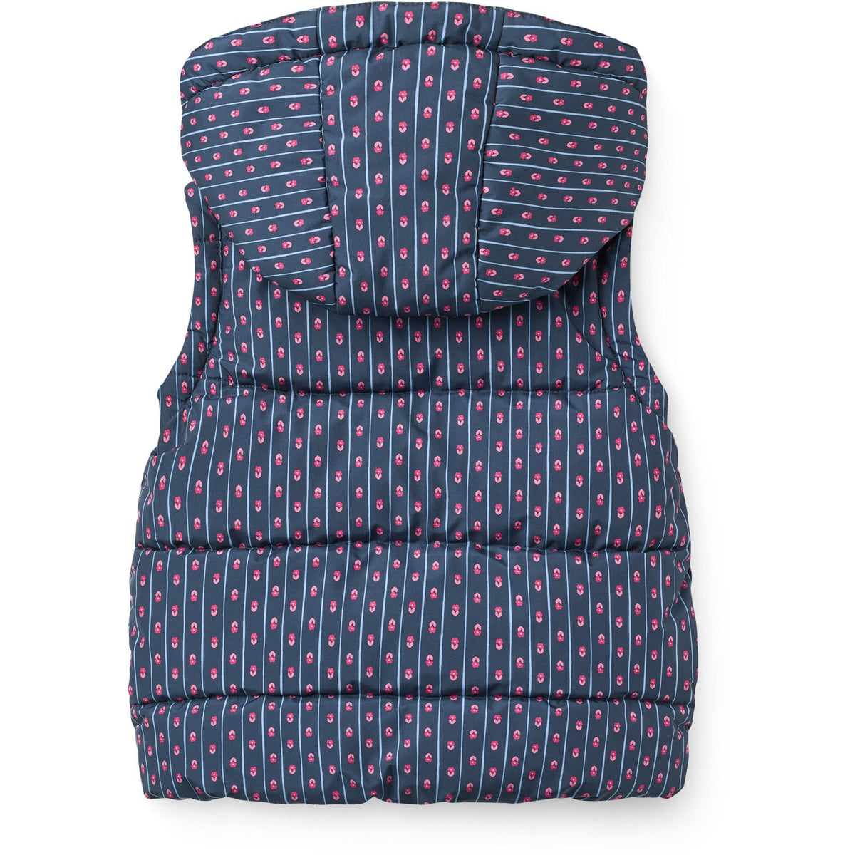 COPENHAGEN COLORS Navy Flower Aop 2 I 1 Puffer Jakke M/ Removable Ermer
