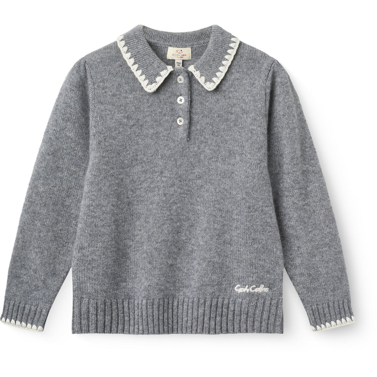 COPENHAGEN COLORS Grey Melange Comb. Cashmere Bluse M/ Halsbånd & Teppe Stitch