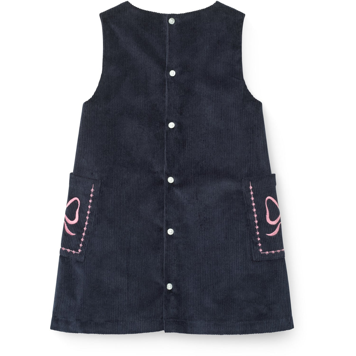 COPENHAGEN COLORS Navy Corduroy Kjole M/ Embroidery