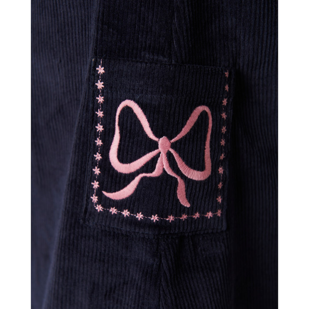 COPENHAGEN COLORS Navy Corduroy Kjole M/ Embroidery