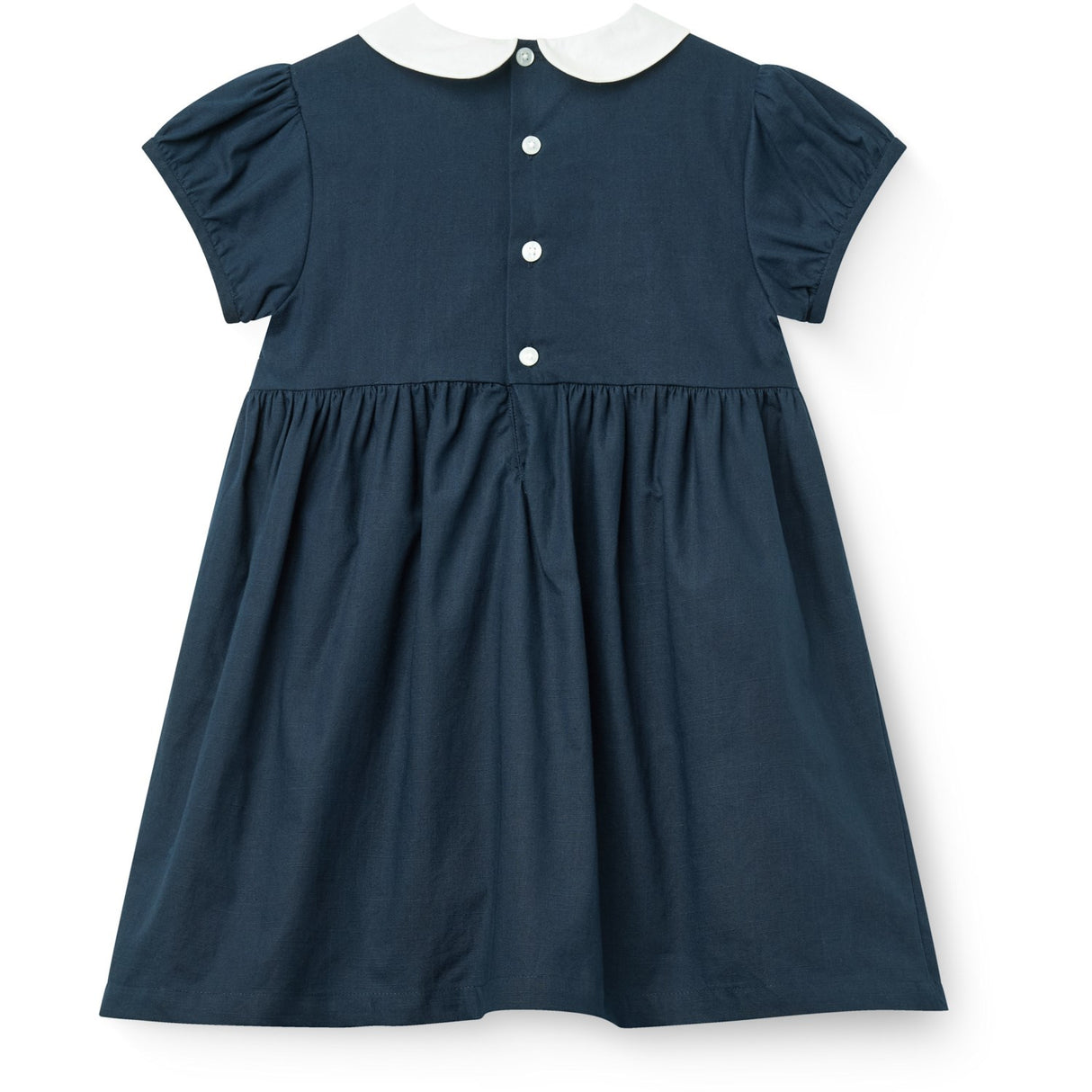 COPENHAGEN COLORS Navy Comb. Kjole M/ Handmade Smock Embroidery