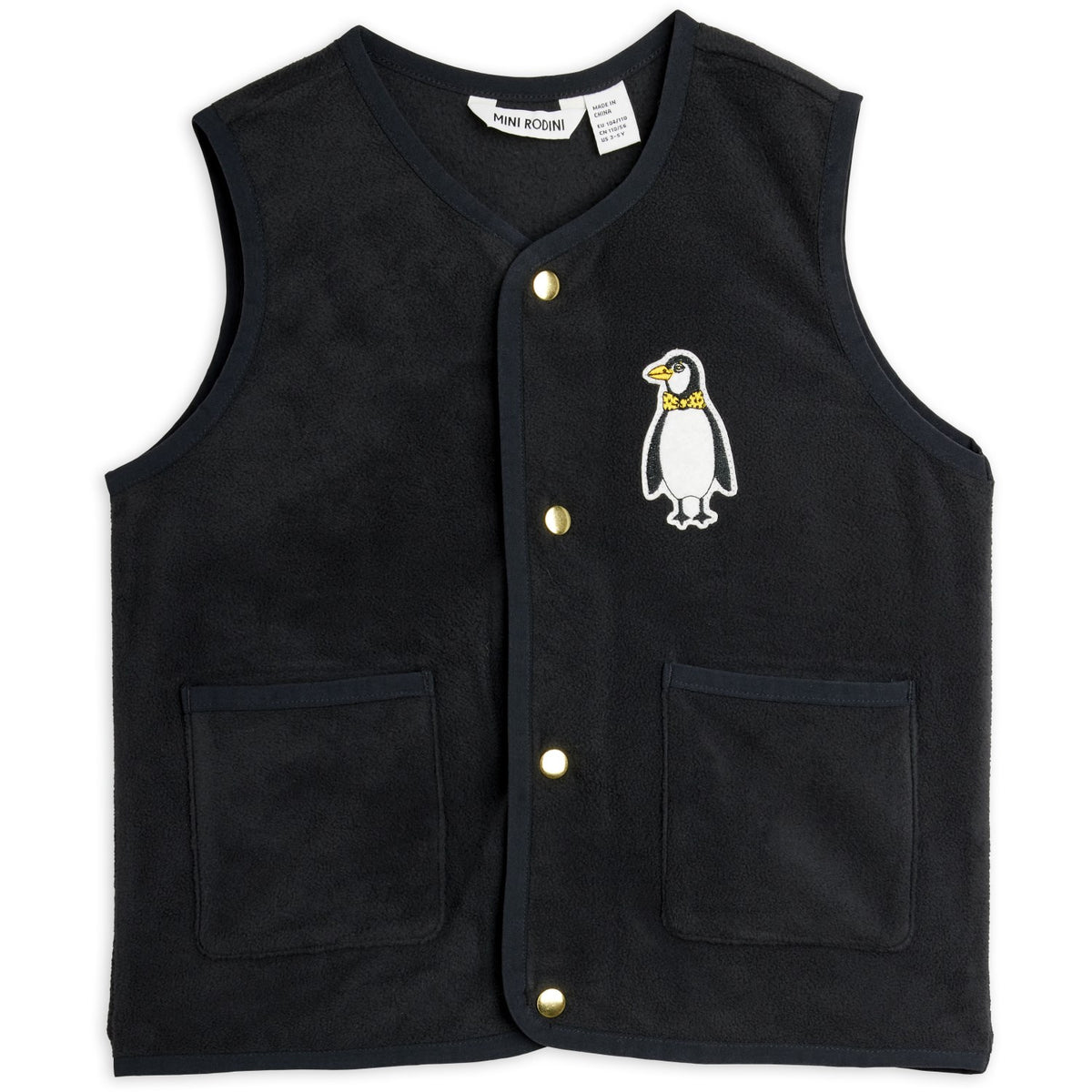 Mini Rodini Black Penguin Patch Microfleece Vest