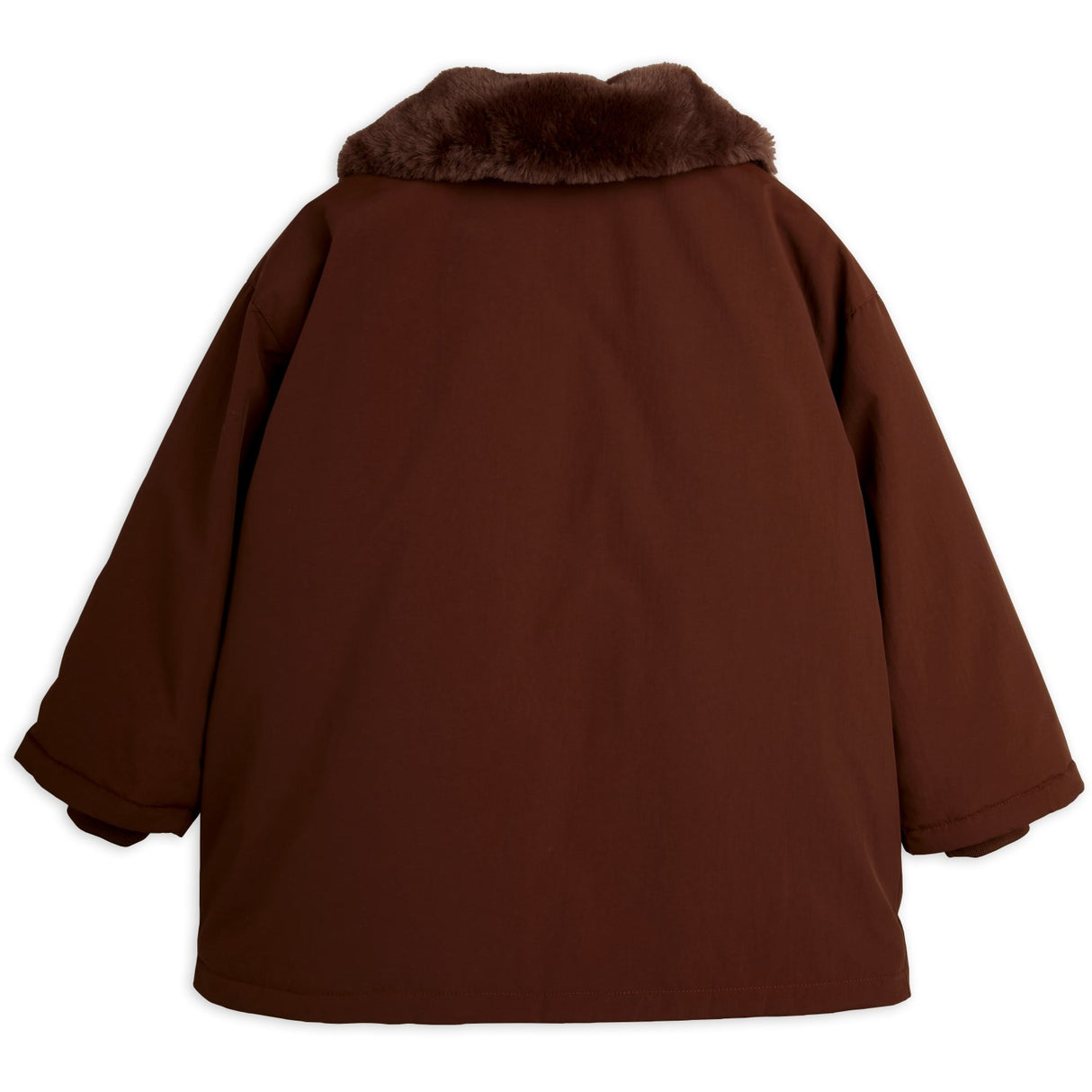 Mini Rodini Brown Vattert Nylon Parka Med Faux Pels Halsbånd