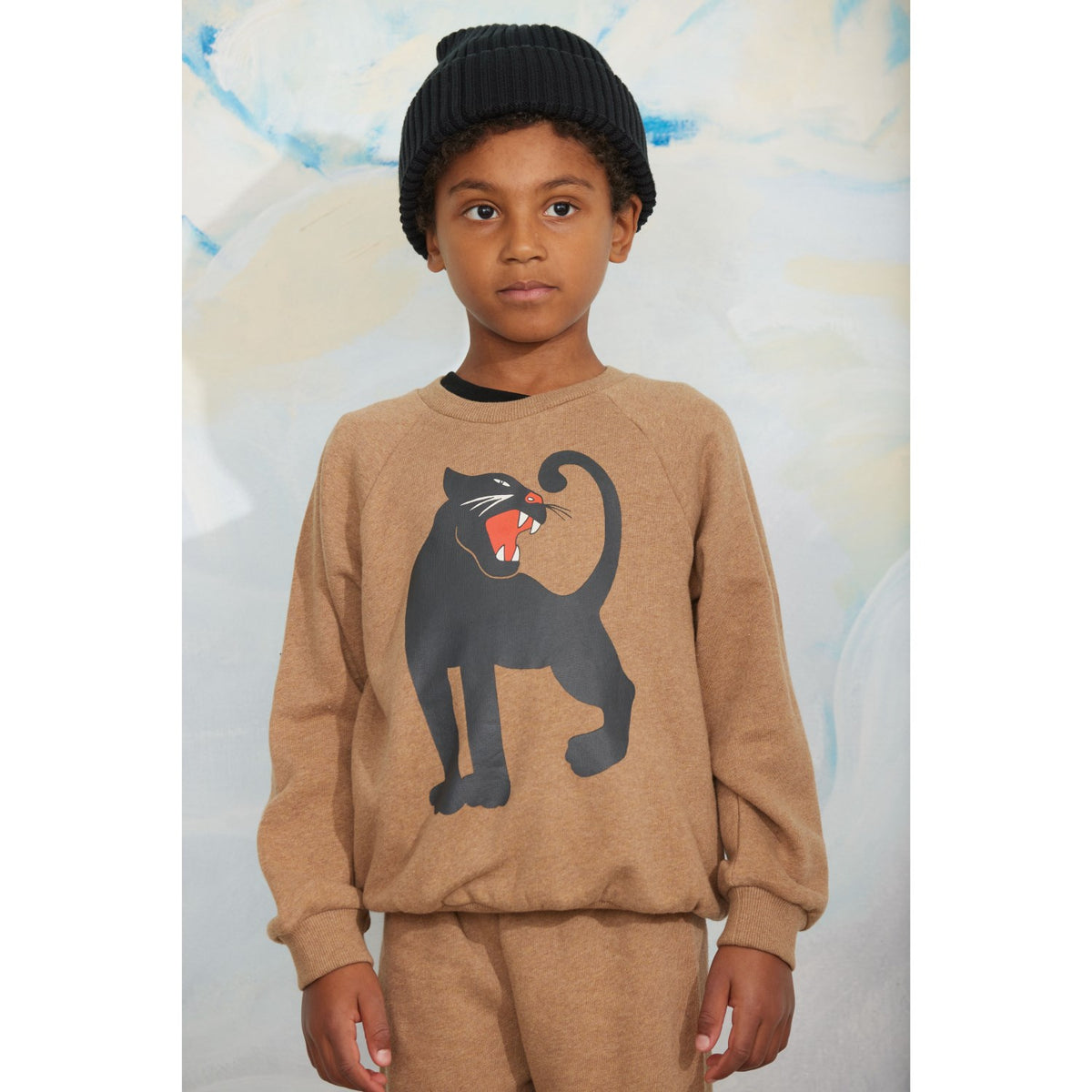 Mini Rodini Brown Panther Sp Melange Collegegenser