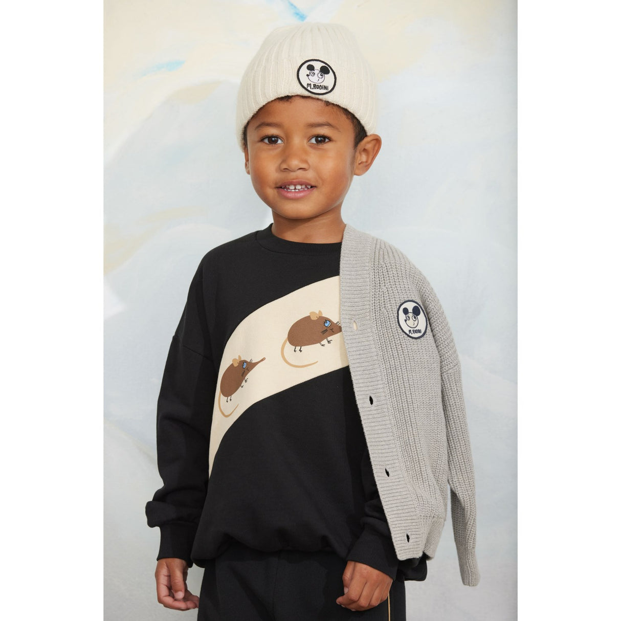 Mini Rodini Black Elephant Shrew Panel Collegegenser