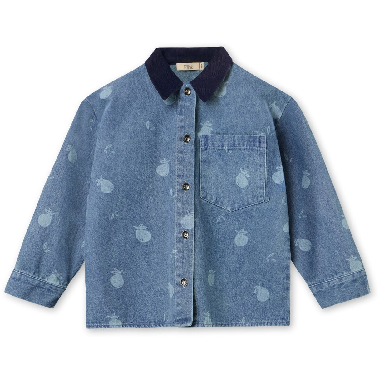 Fliink Medium Blue Aop Don Denim Skjorte
