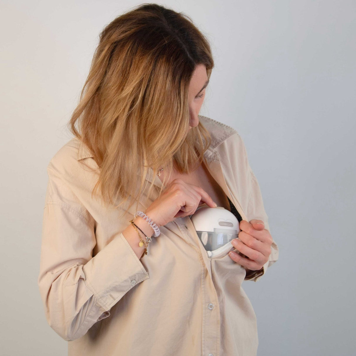 bblüv White/Beige Portable Elektrisk Dobbel Breast Pump Med Heating