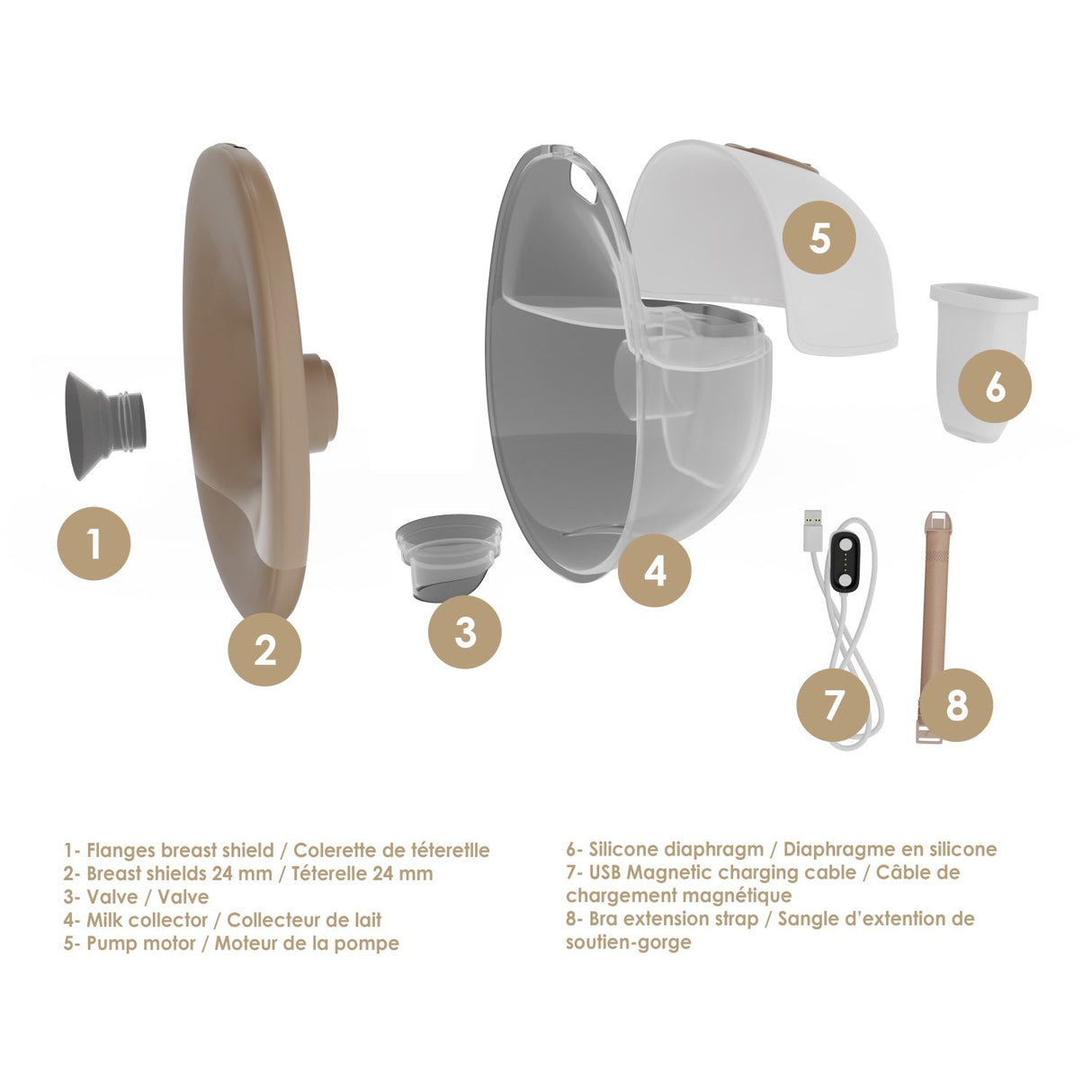 bblüv White/Beige Portable Elektrisk Enkelt Breast Pump Med Heating