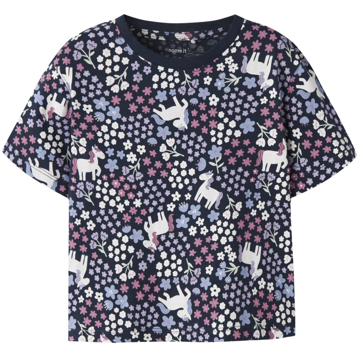 Name It Navy Blazer Unicorn Flowers Nmfvelda Ss Nreg Topp