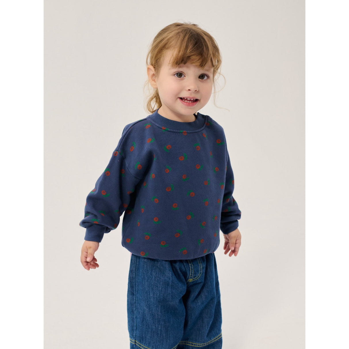 Bobo Choses Navy Blue Stamp Bloom All Over Collegegenser