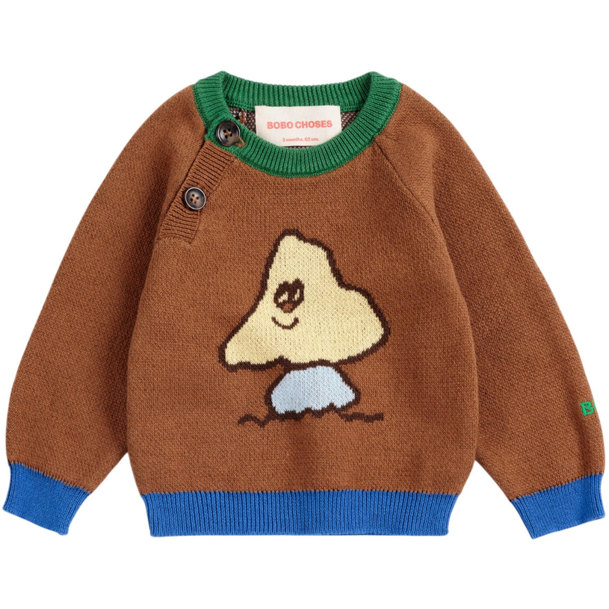 Bobo Choses Dark Brown Mush Monster Jacquard Jumper