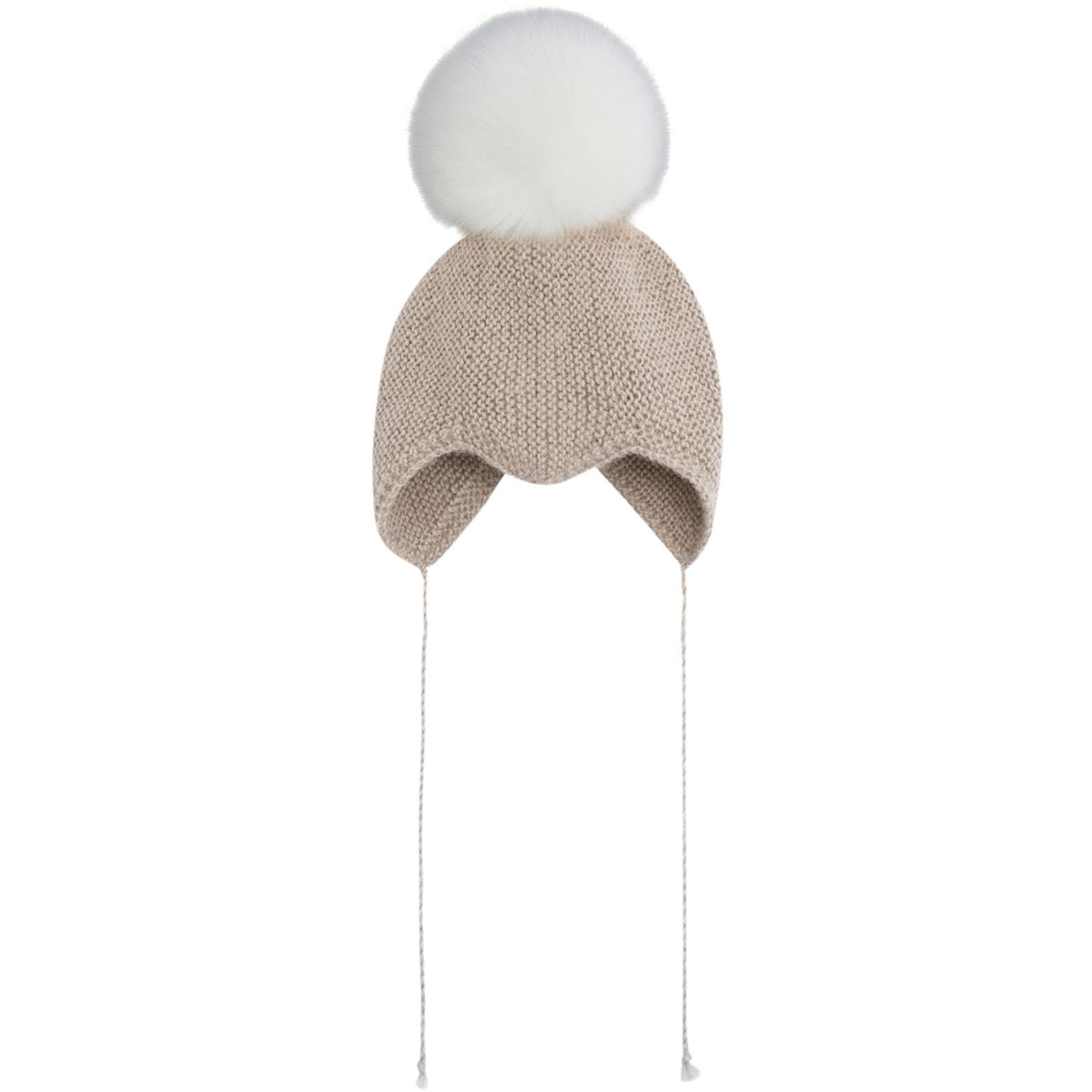 Huttelihut Off-White Bonnet Ull Strikk Alpaca Pompom