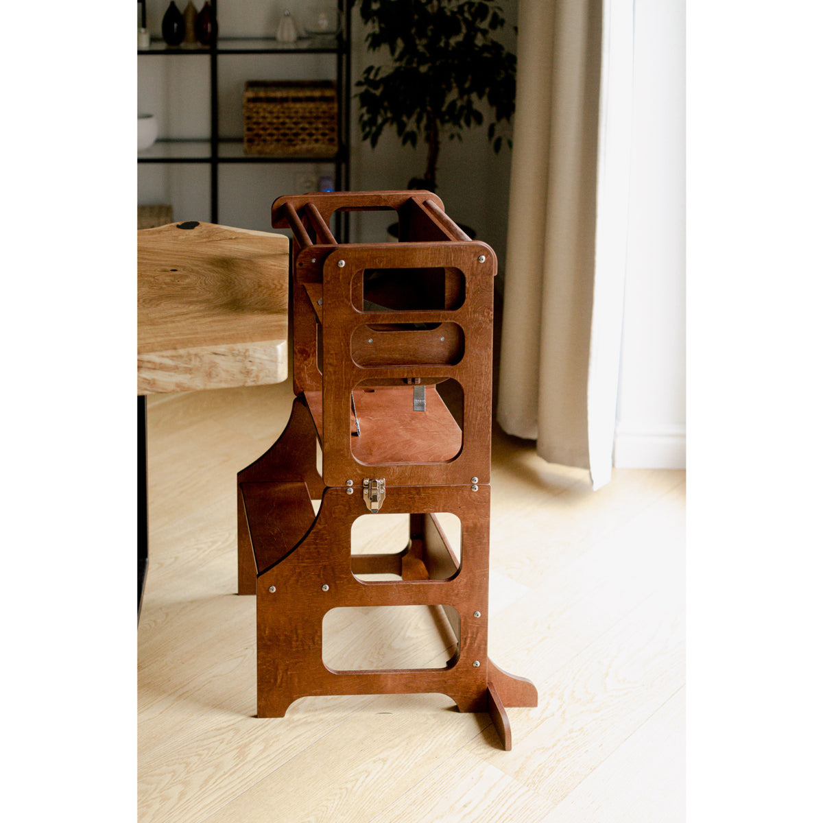 Duck Woodworks Honey Glaze Foldbar Kitchen Tower Stained Med Højt Stol Addon Sett