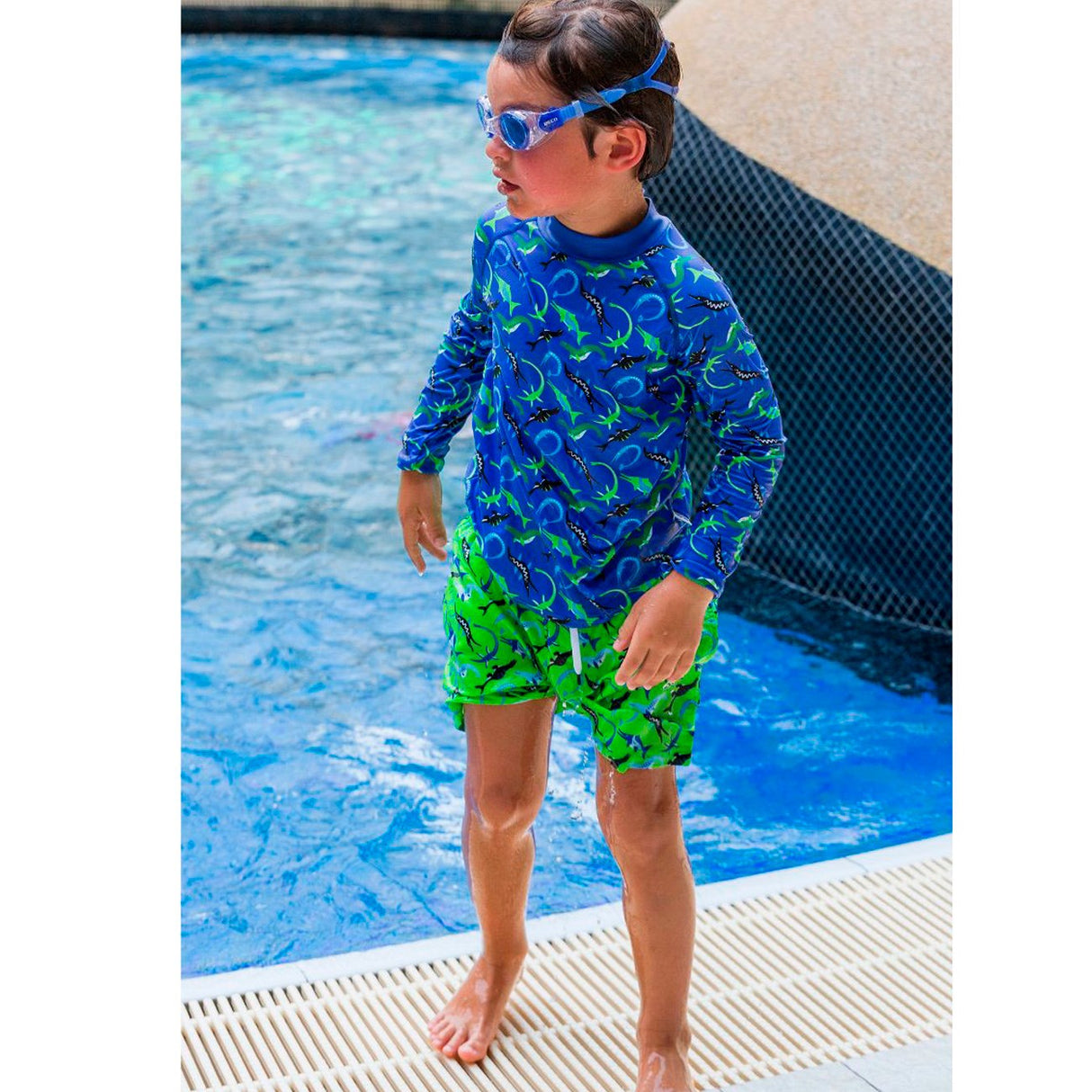 BECO Blå Rashguard Ocean Dinos