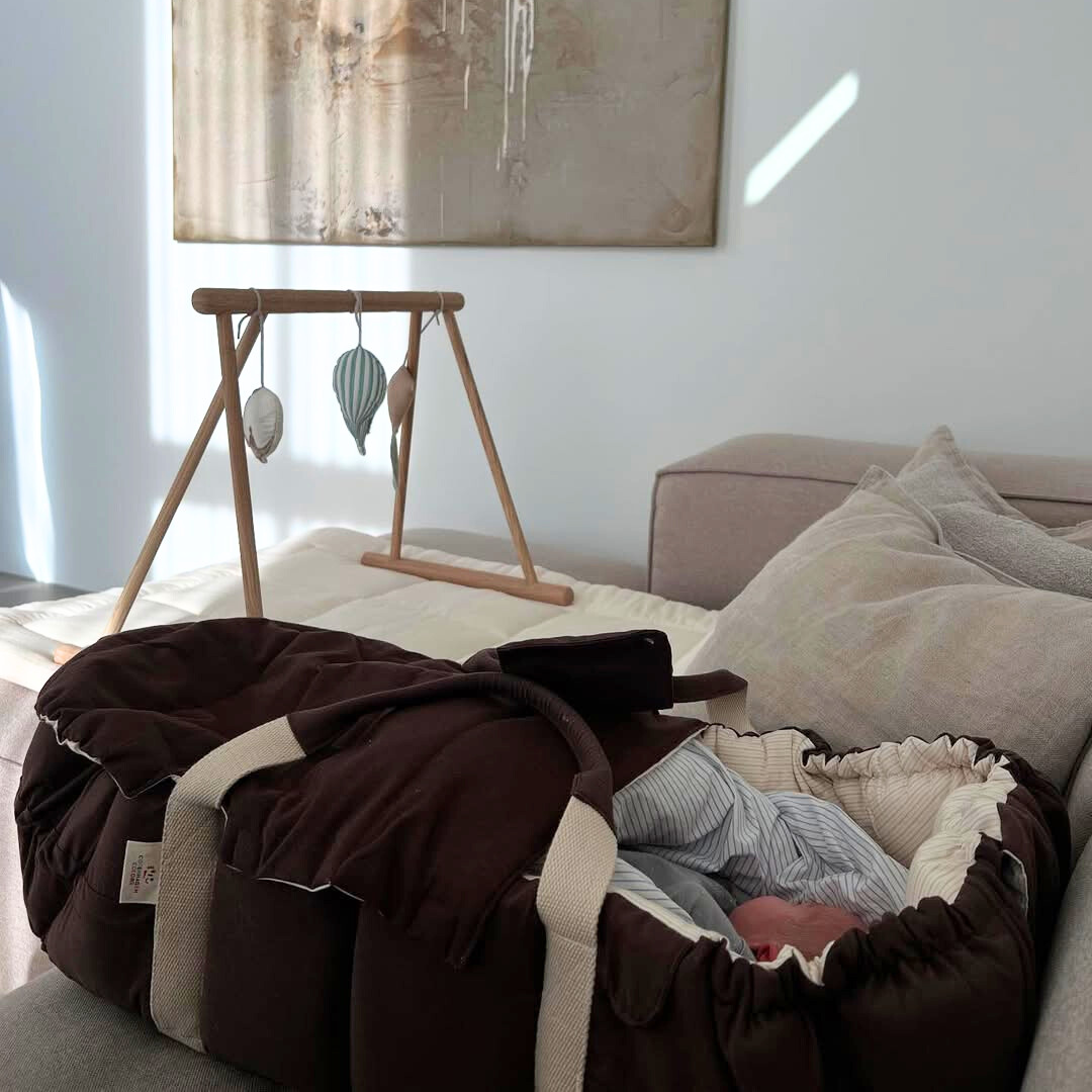 COPENHAGEN COLORS Brown With Cream Solid Stripe Organic Multifunctional Babylift Vol. 2