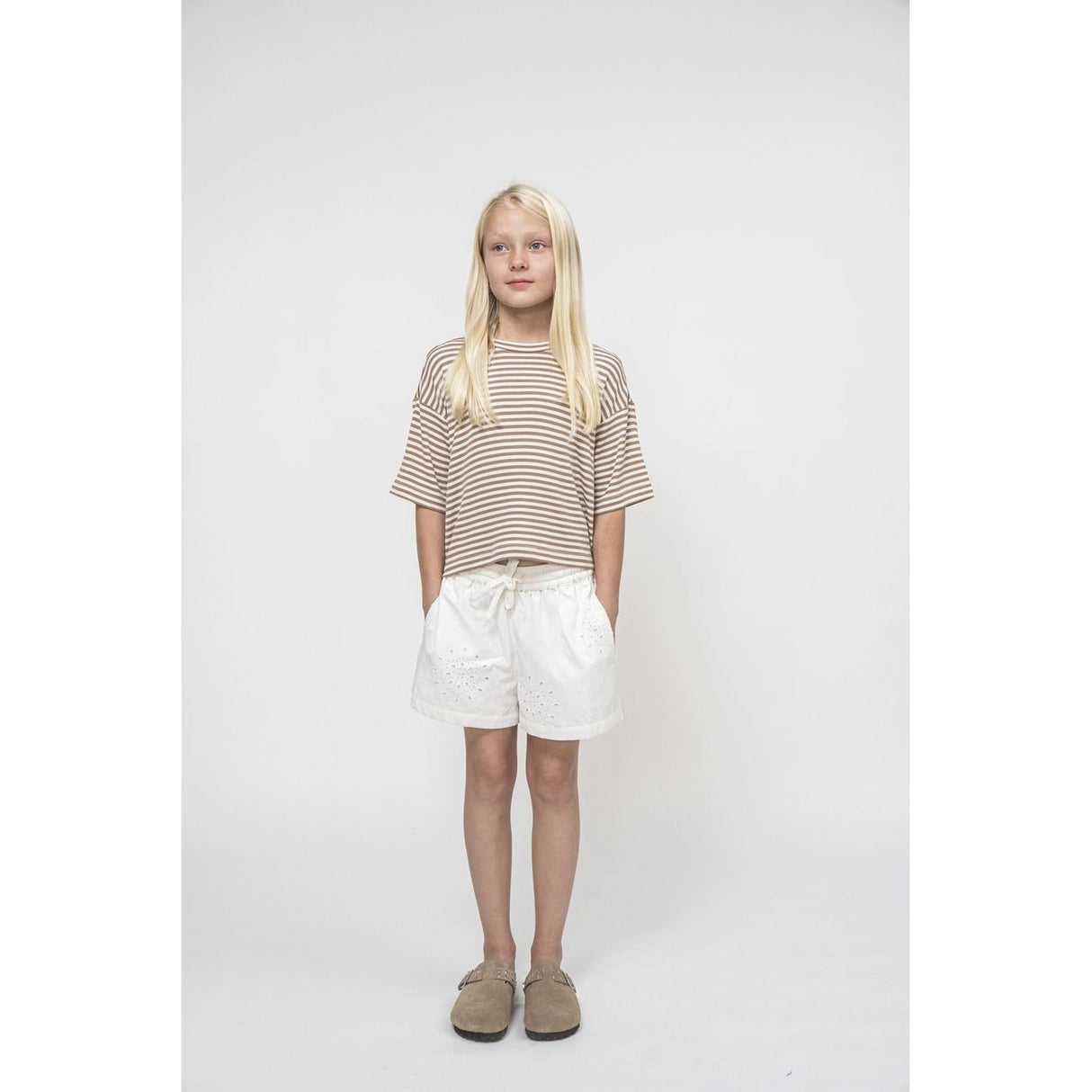 Sofie Schnoor Beige Striped T-Shirt