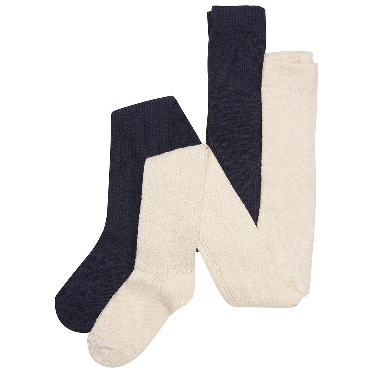 Minymo Offwhite Pointelle 2-pakning strømpebukser