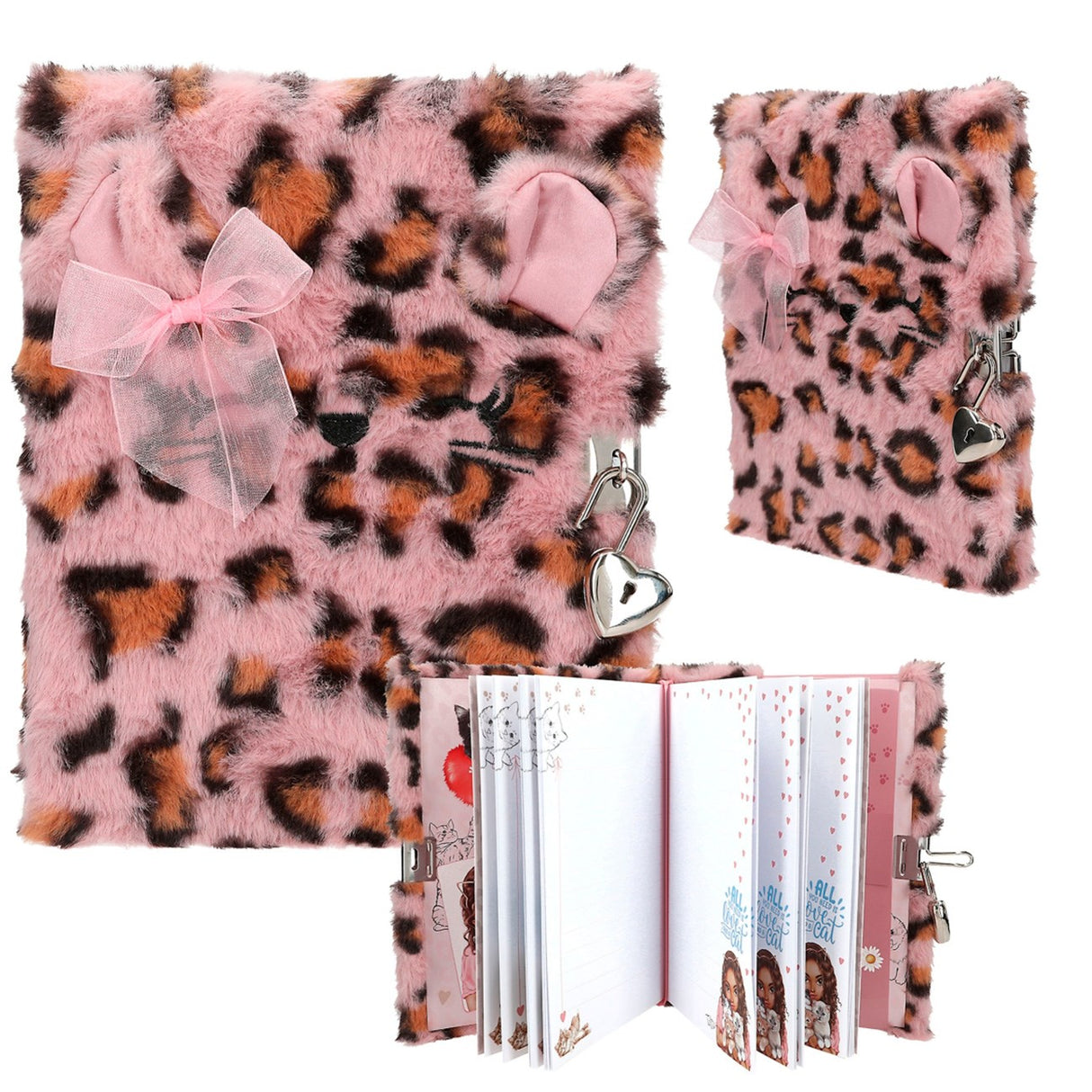 TOPPModel Dagbok Fluffy m/Hjertelås, Rosa